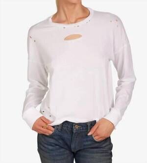 NEW MICHAEL LAUREN keegan long sleeve tee in white